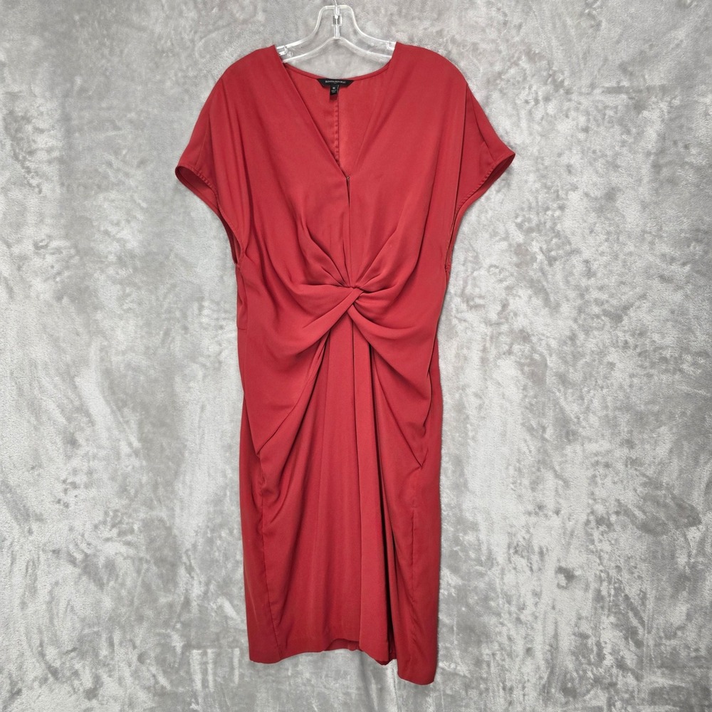 Red Twist-Front V-Neck Dress - Picture 2 of 13